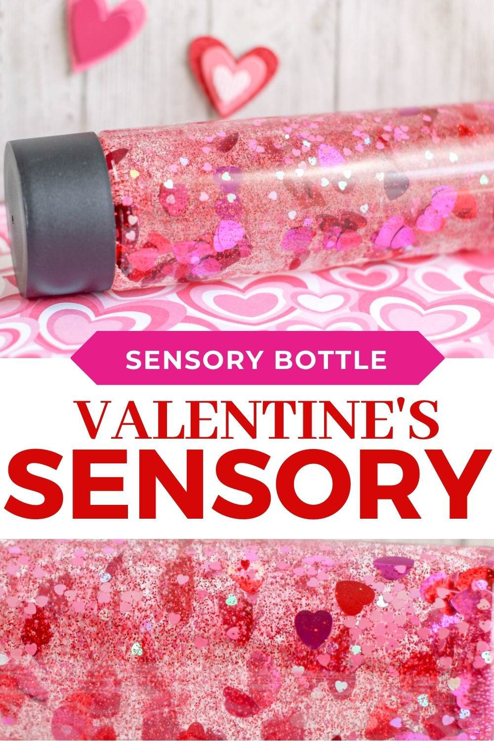 Easy DIY Hearts Sensory Bottle for Valentine's Day