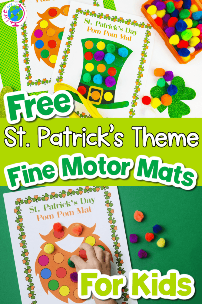 free st. patrick's theme fine motor mats for kids