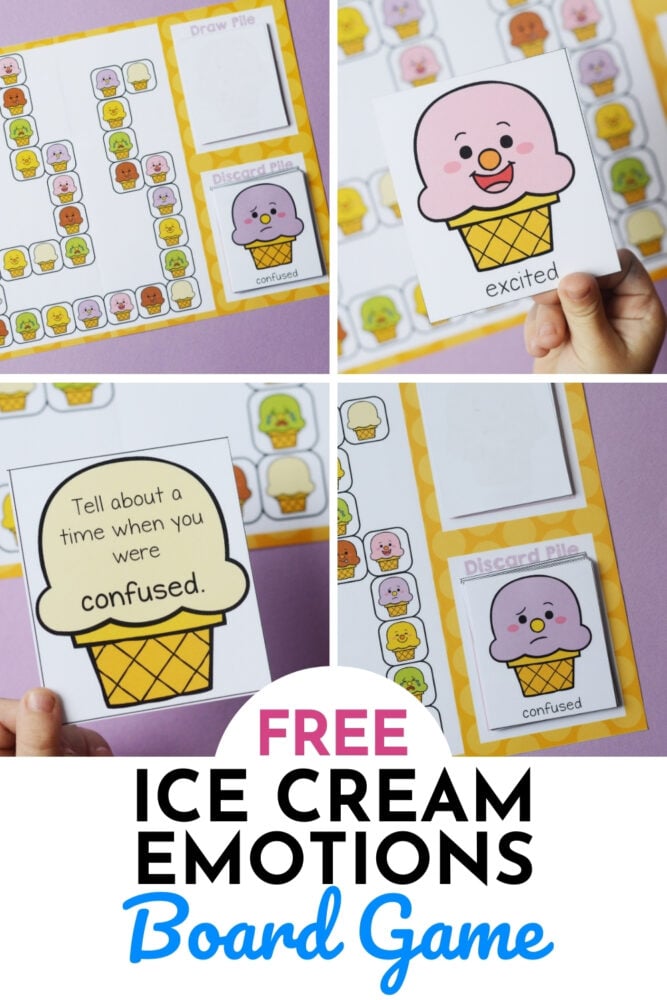 free ice cream emotions board game for kids