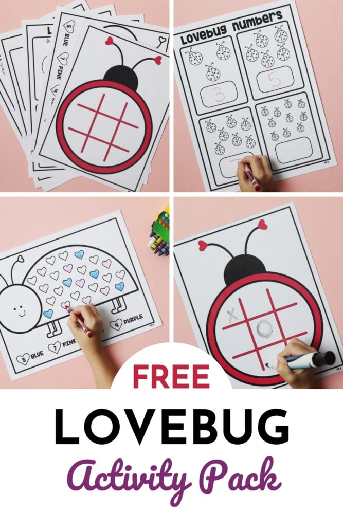Free Printable Valentine's Day Math Worksheets for Kids 15 free lovebug activity pack for preschoolers