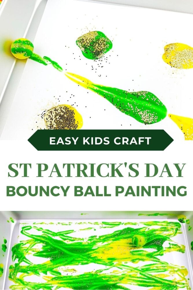 st. patrick's day bouncy ball painting