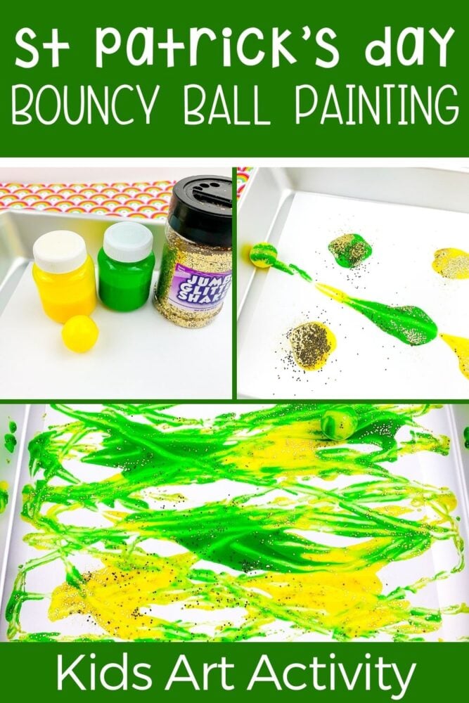 st. patrick's day bouncy ball painting