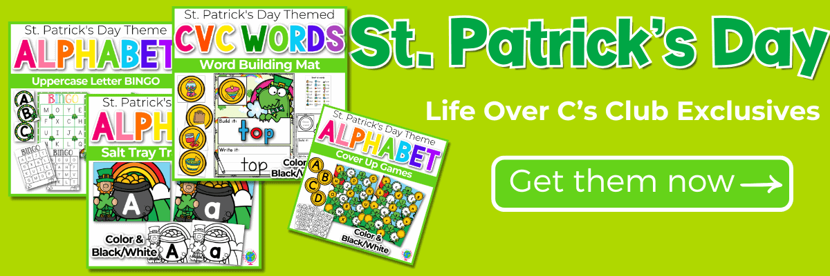 st. patrick's day life over c's club exclusive with a button to click 'get them now'