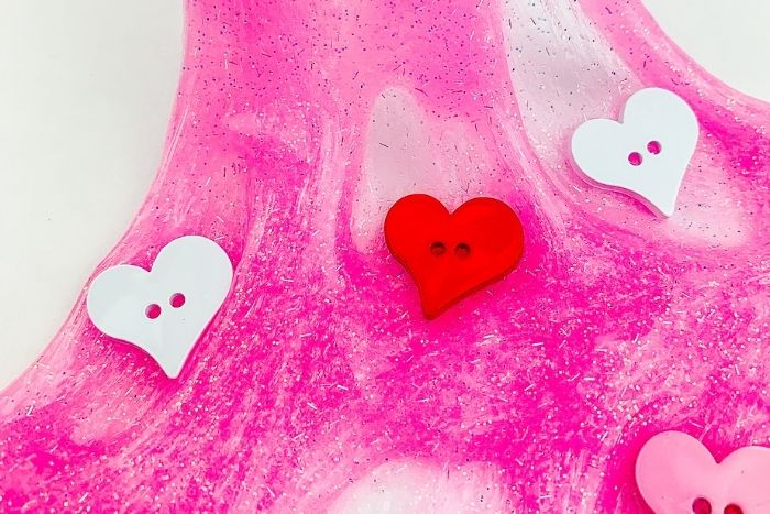 Valentine Slime Containers with Glitter Hearts