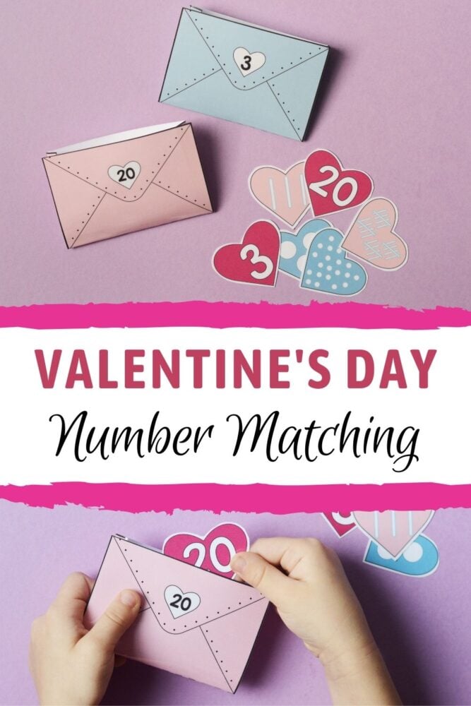 valentine's day number matching activity for preschoolers