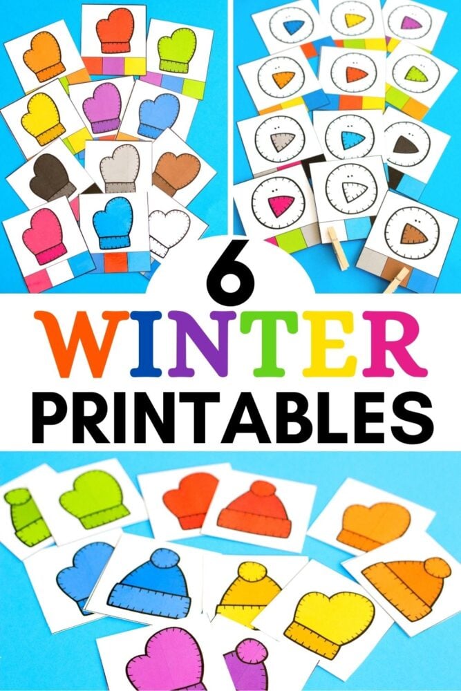 6 winter colors printables