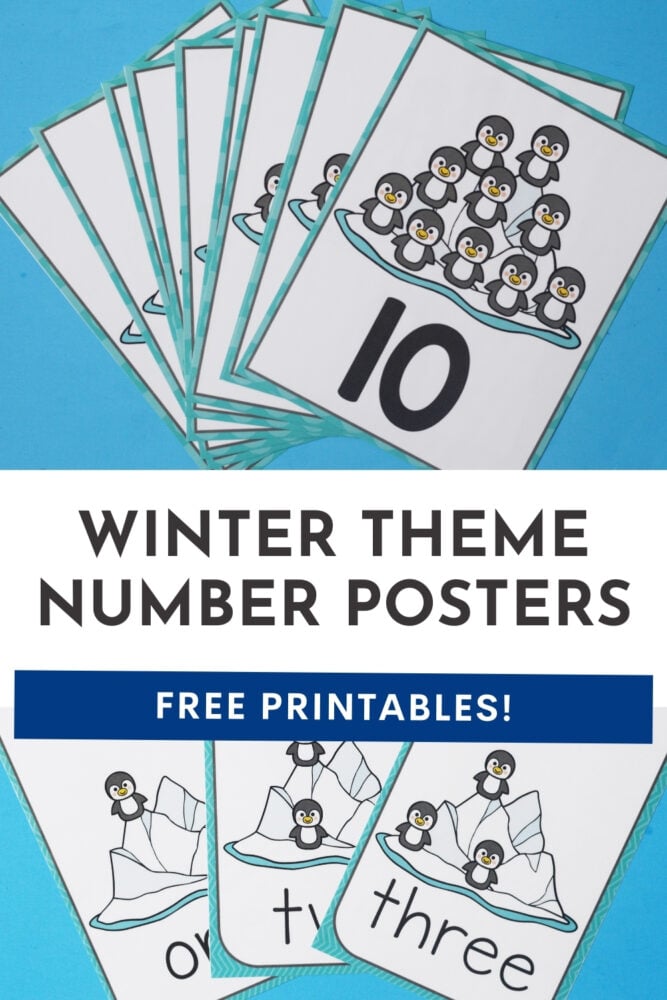 winter theme number posters free printables
