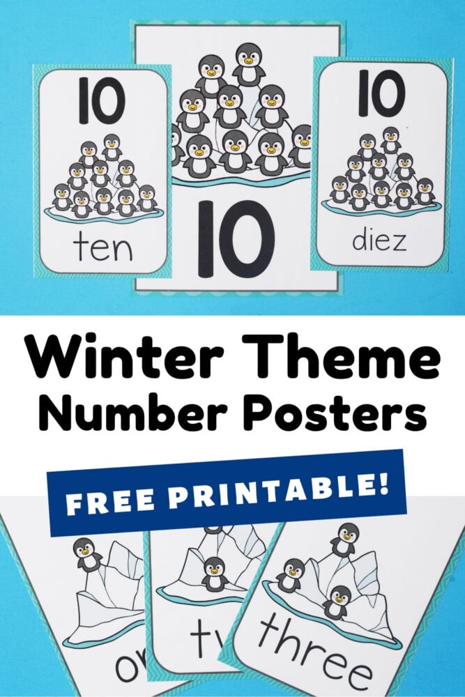 free printable winter theme number posters