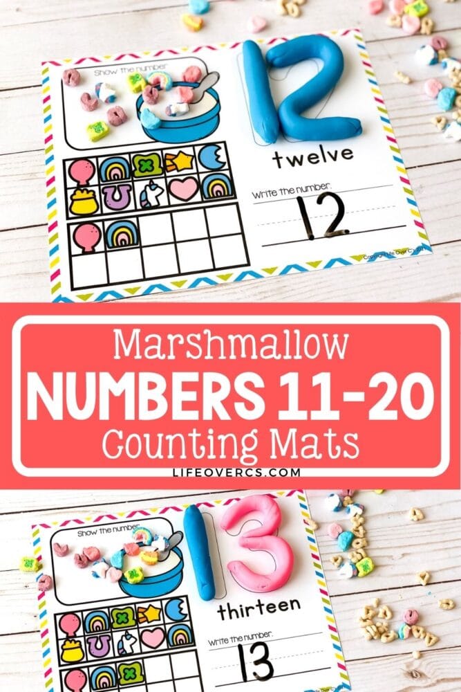 marshmallow number mats numbers 11-20.
