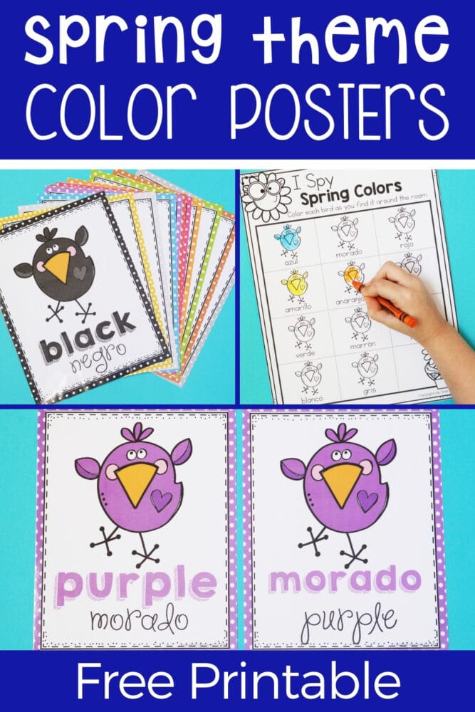 free printable spring theme color posters for preschoolers