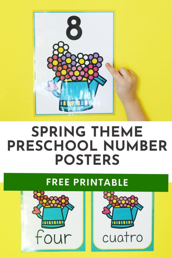 free spring theme preschool number posters printables