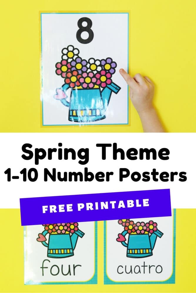 free printable spring theme 1-10 number posters