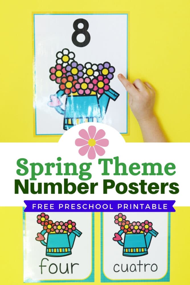 spring theme number posters free printable