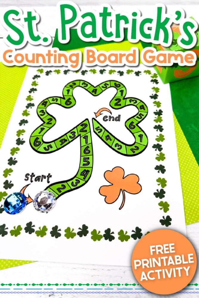 free printable st. patrick's day counting board game for preschoolers