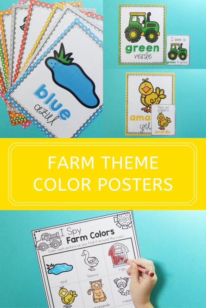 preschool farm theme color posters