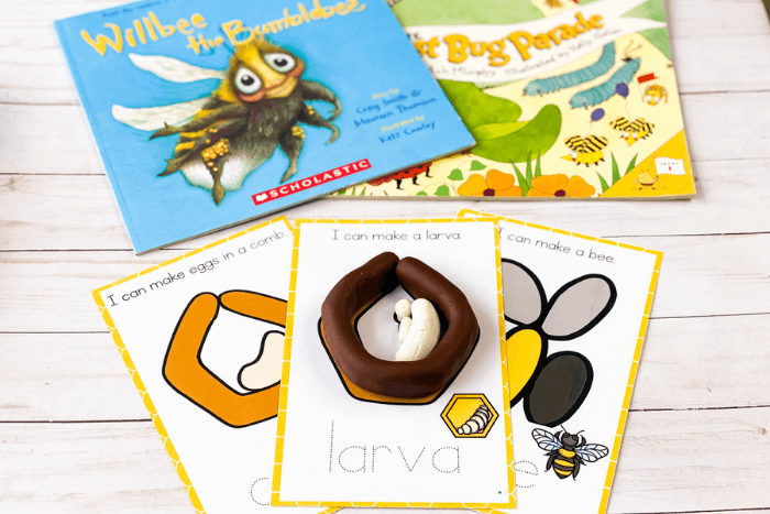 Free Printable Life Cycle of a Bee Play Dough Mats for Kids