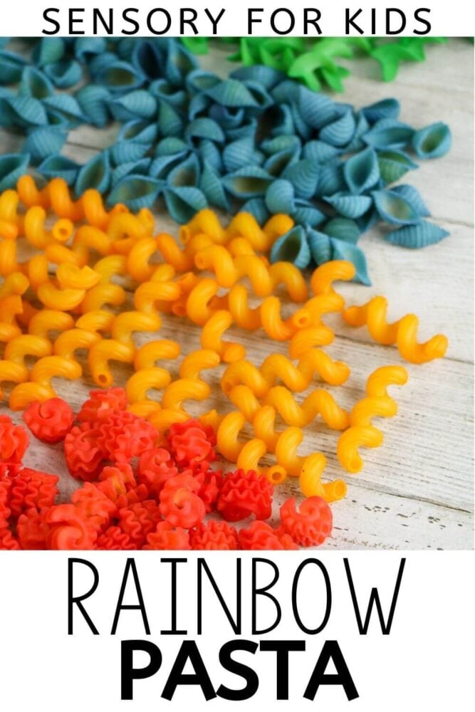 rainbow pasta sensory for kids