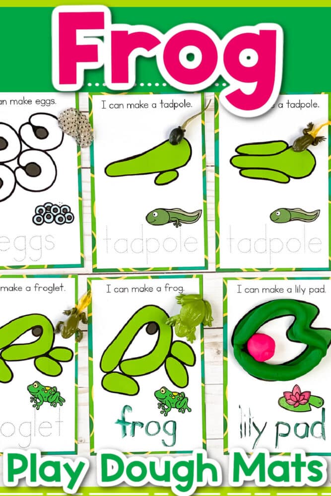 Free Printable Life Cycle of a Frog Play Dough Mats 6 array of 6 life cycle of a frog play dough mats for preschool and kindergarten life cycle science activities