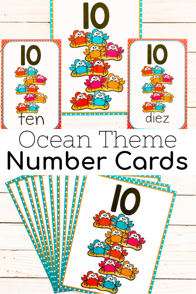 ocean theme number cards