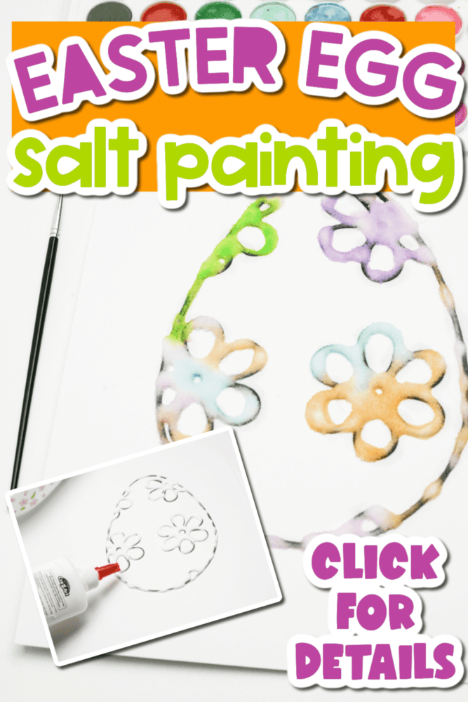photo of watercolor easter egg salt painting