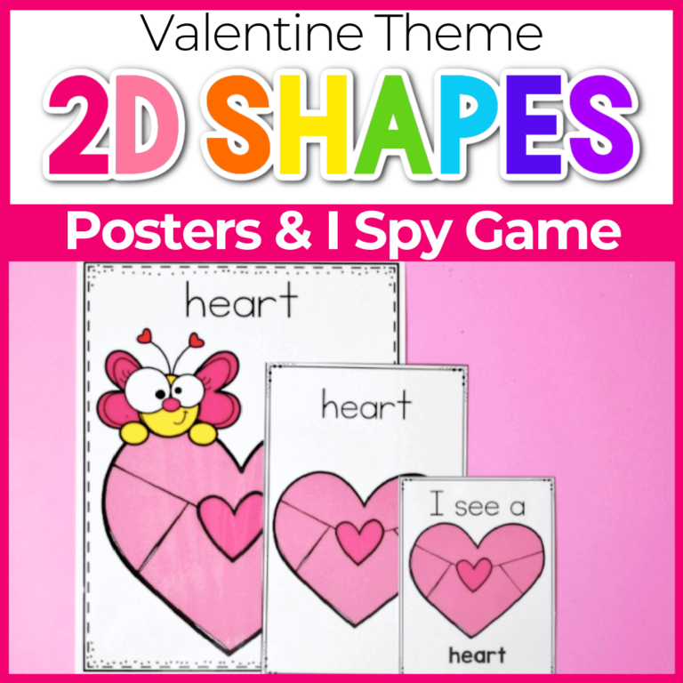 2d shape posters for preschool valentine theme