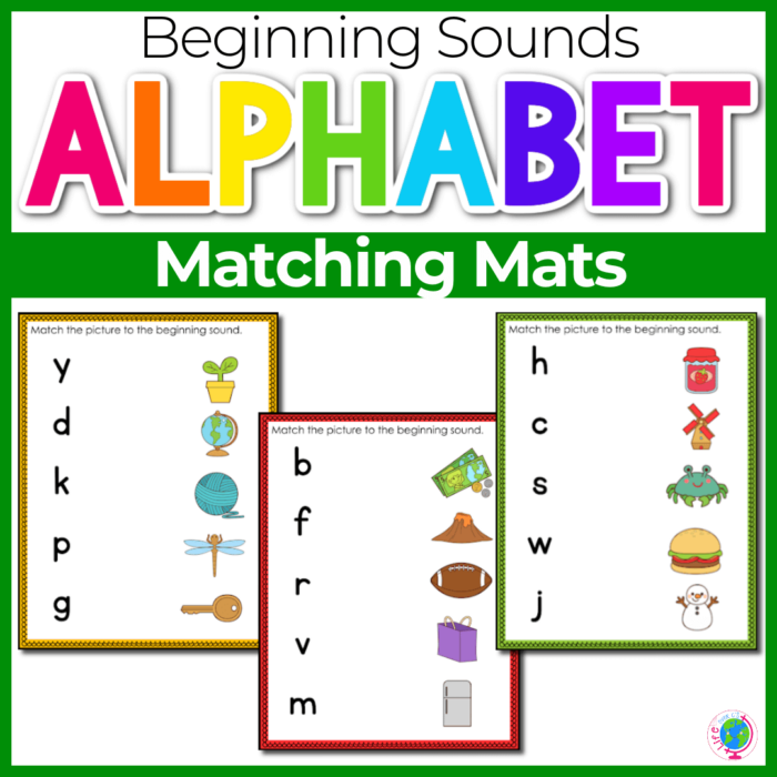 alphabet beginning sounds matching mats
