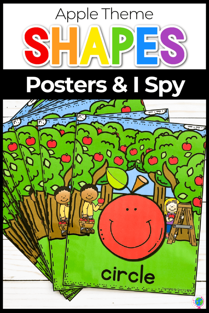 apple theme shapes posters and i spy