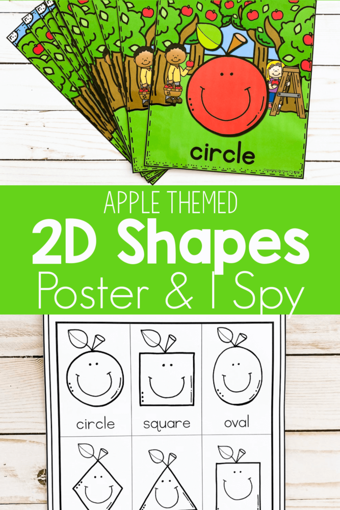 apple themed 2d shapes posters and i spy