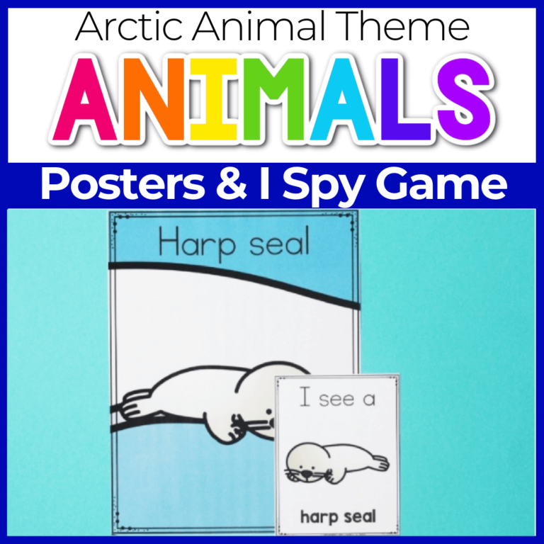 arctic animal theme posters and i spy game for preschool