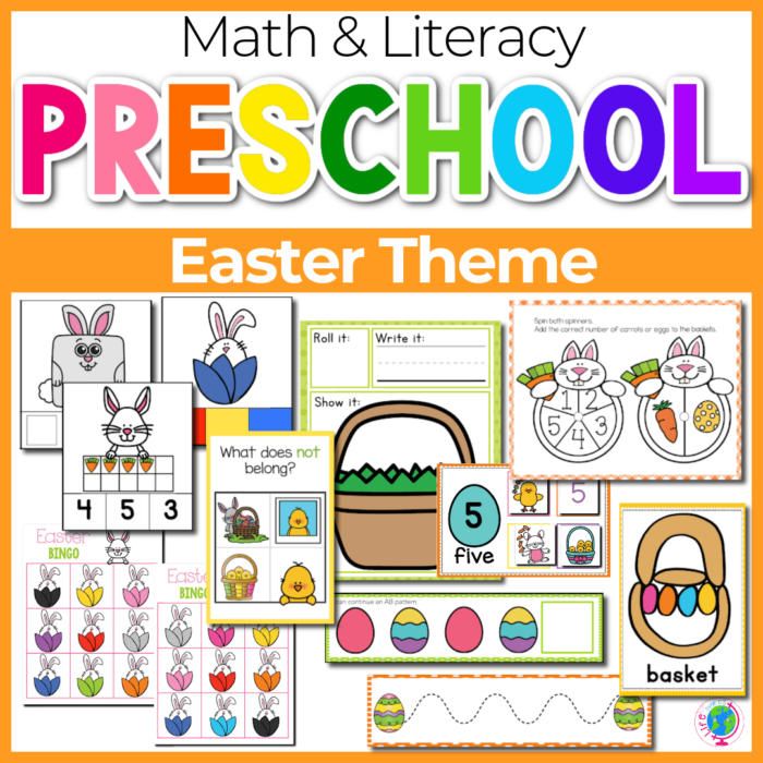 preschool easter theme math and literacy activities