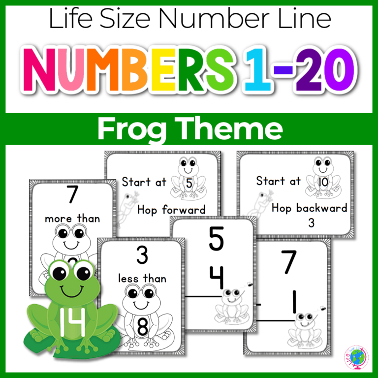 life size number line numbers 1-20 frog theme math game