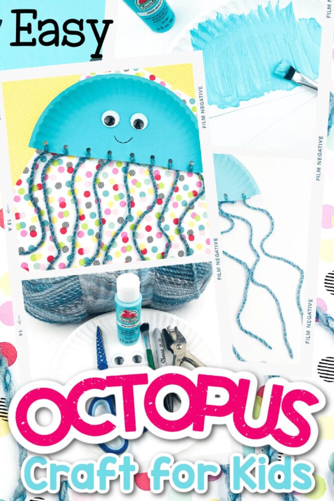 photo collage showing an octopus paper plate craft.