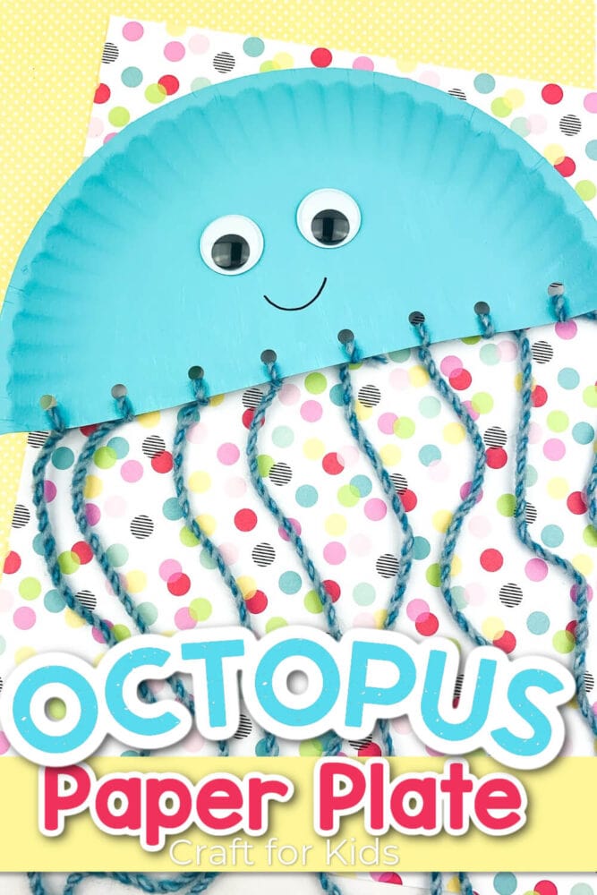 an octopus craft made out of a paper plate and string.