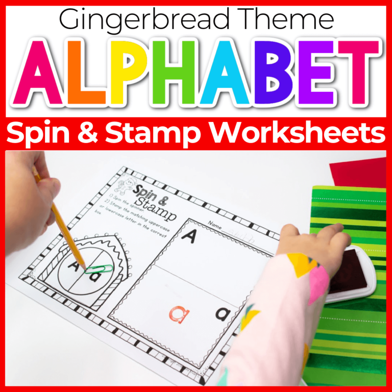 spin and stamp alphabet activity for preschool gingerbread theme