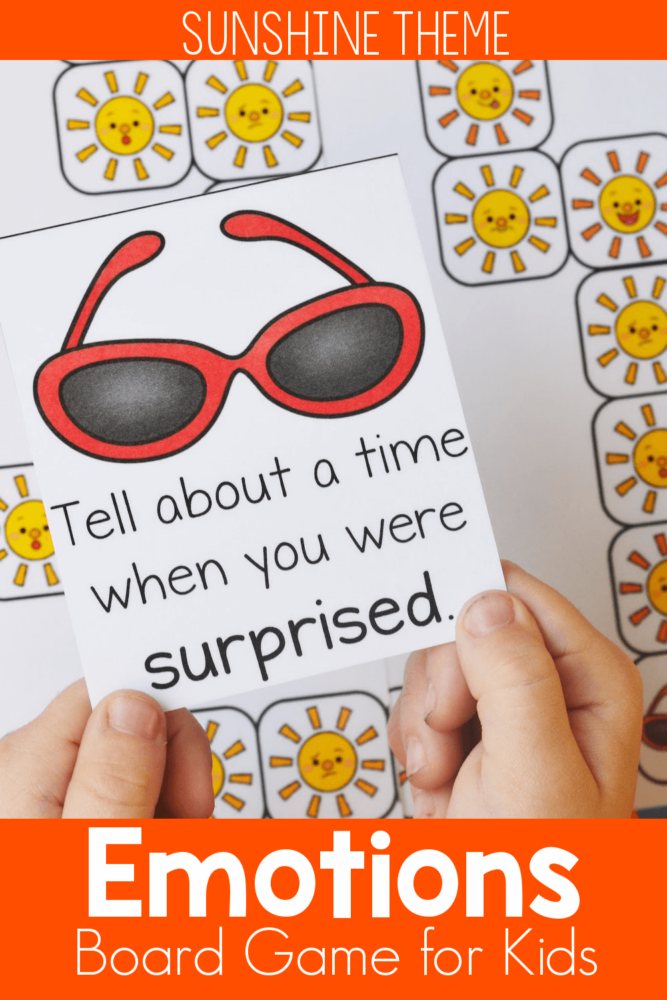 learning about emotions is easy with this printable summer sun identifying emotions board game! teach your students social cues with this hands-on game!