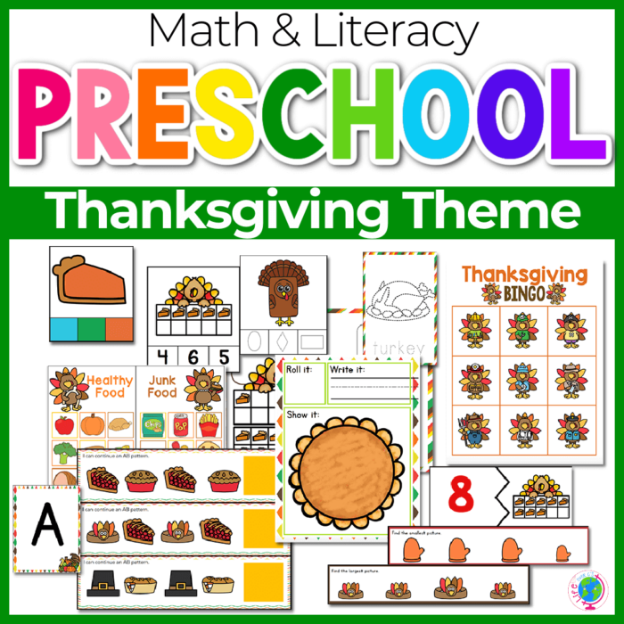 preschool math and literacy activities for thanksgiving