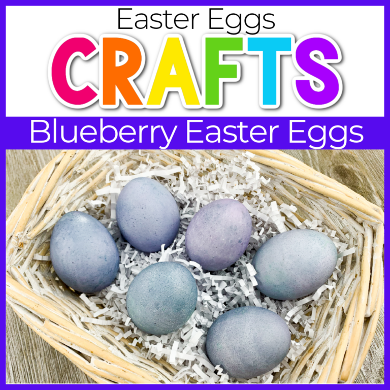 blueberry dyed easter eggs craft for kids