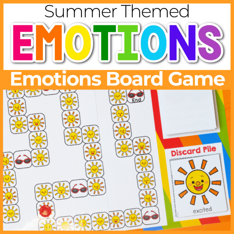 a sun-themed emotions printable board game.