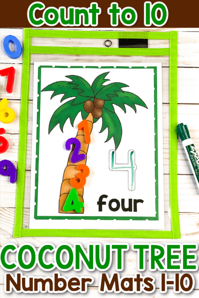 count to 10 coconut tree number mats