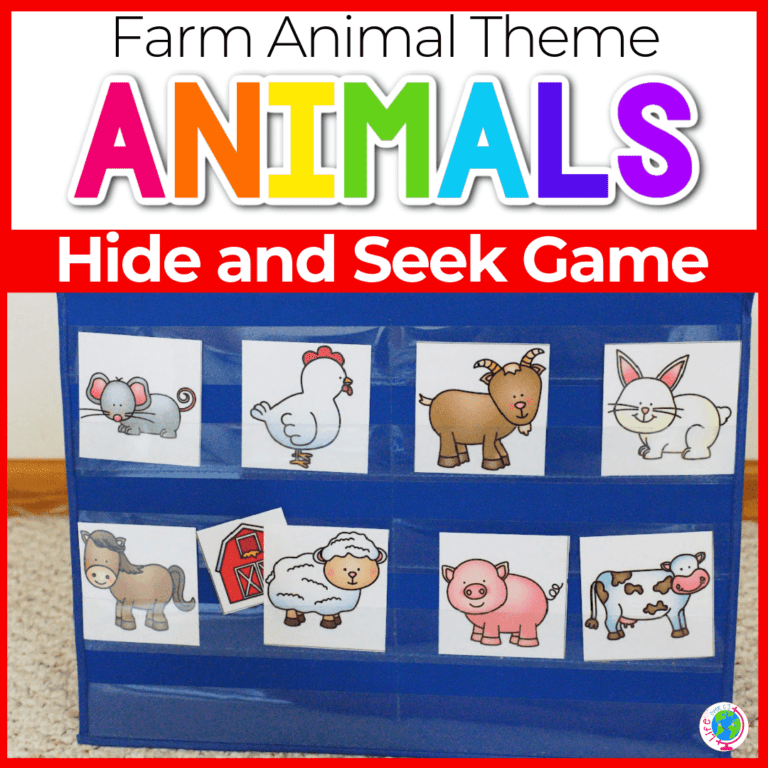 farm animal hide and seek pocket chart game for preschool animal identification for farm theme featured image