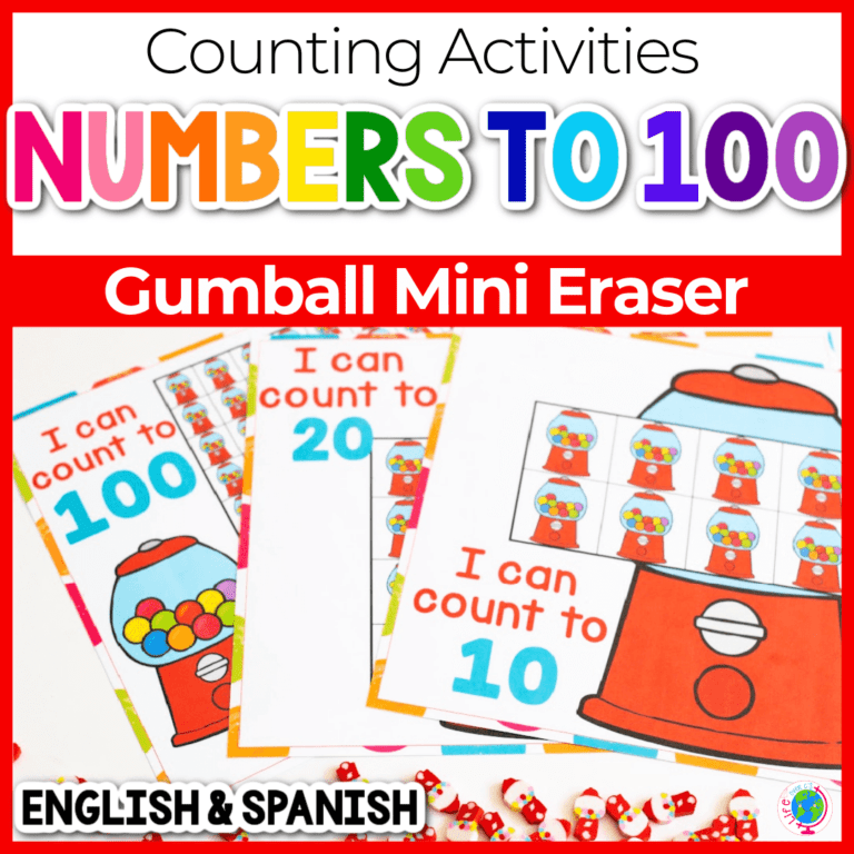 free printable number counting grids gumball mini erasers count to 10, 20 and 100 featured image