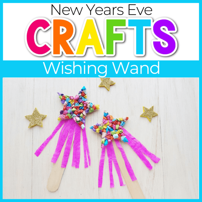 this new years eve craft wishing wand for kids is a fun way to ring in the new year with your preschooler!