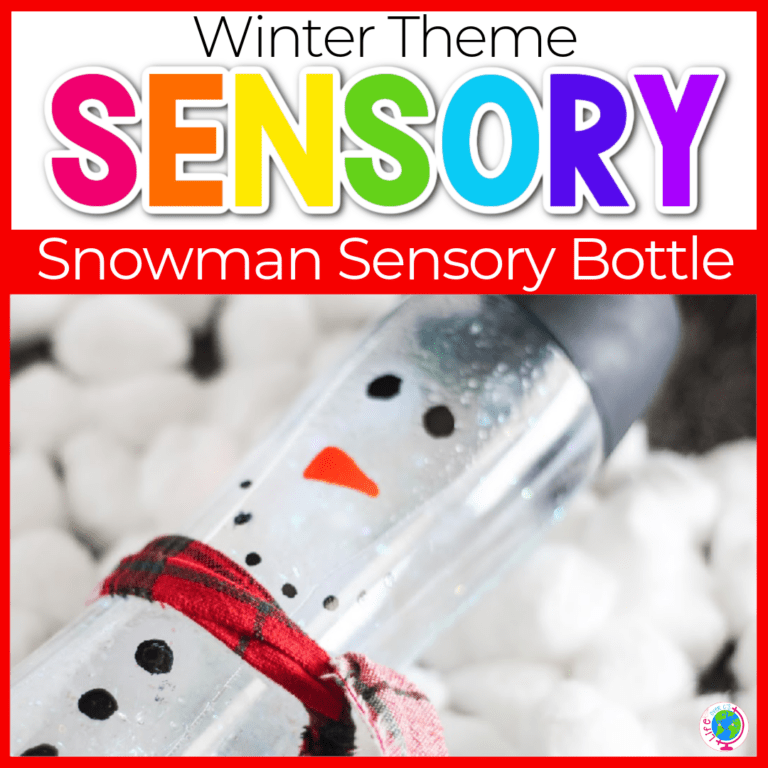 snowman sensory bottles diy featured image.
