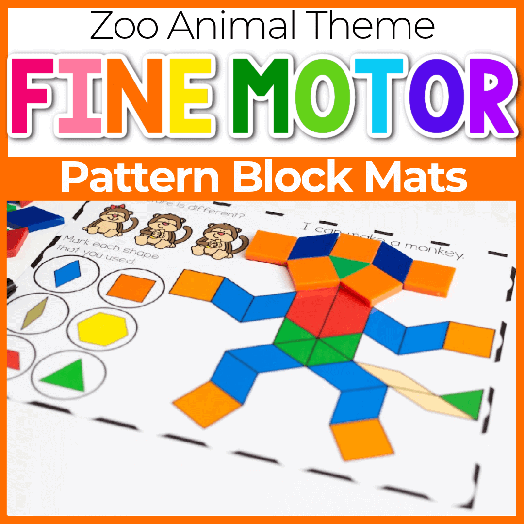 printable zoo animal pattern block activity for preschool