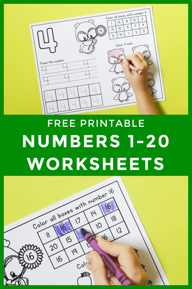 free printable fall forest animal theme number worksheet for preschoolers to trace the numbers, color the numbers in a number grid, color forest animals