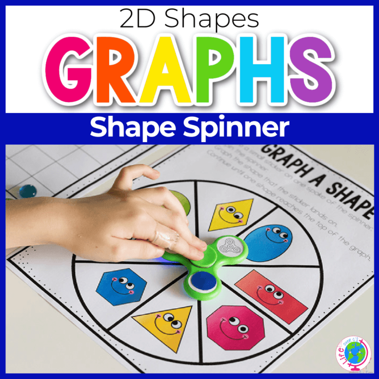 2d shape spinner graph activity for kindergarten
