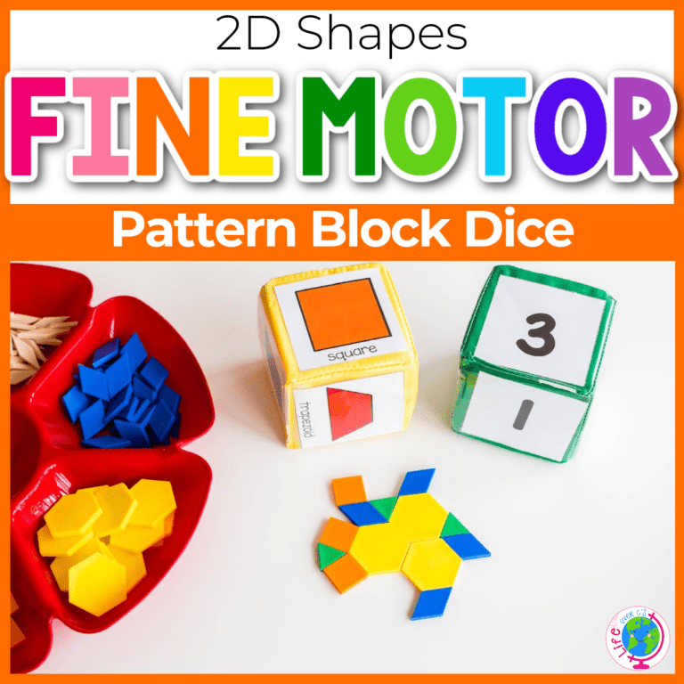 2d shapes pattern block dice fine motor game