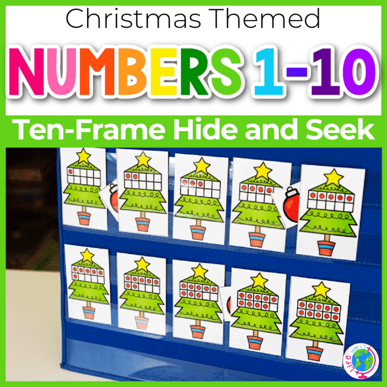 christmas tree ten-frame hide and seek pocket chart game