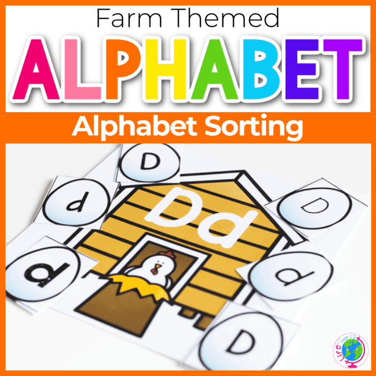 farm theme chicken alphabet sorting activity