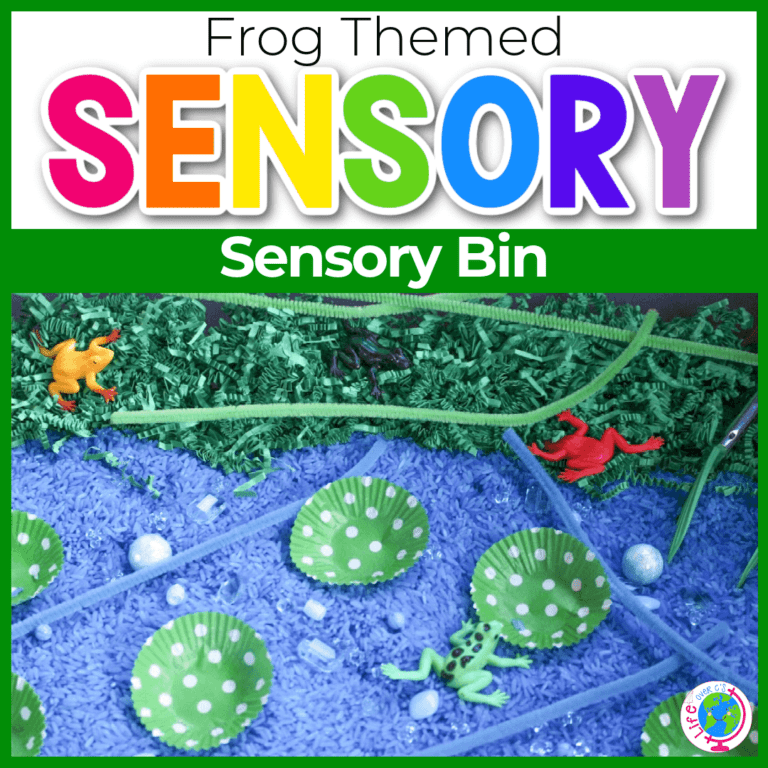 frog sensory bin for preschoolers